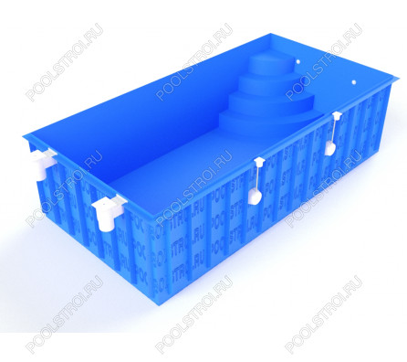 Полипропиленовый бассейн Standart mini. 5х2.5х1.7. угловая r. скиммерный. стандарт. 5 мм