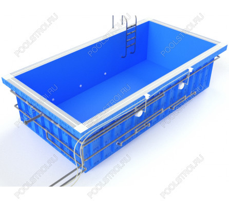 Полипропиленовый бассейн Standart mini. 5х2.5х1.7. нержавейка. переливной. стандарт. 8 мм