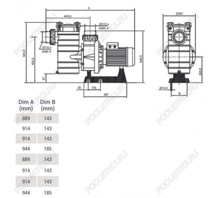 Насос для бассейна Hayward HCP40753E KAN760 (104.5м³/ч 5.52кВт 380В)
